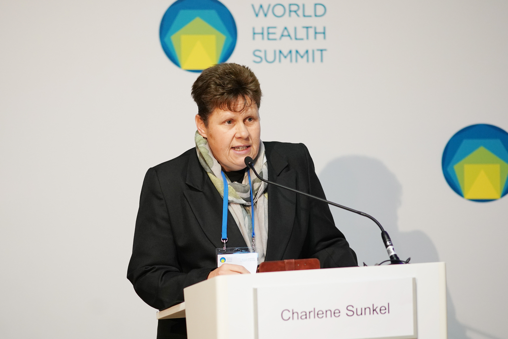 GMHPN founder Charlene Sunkel speaks at World Health Summit
